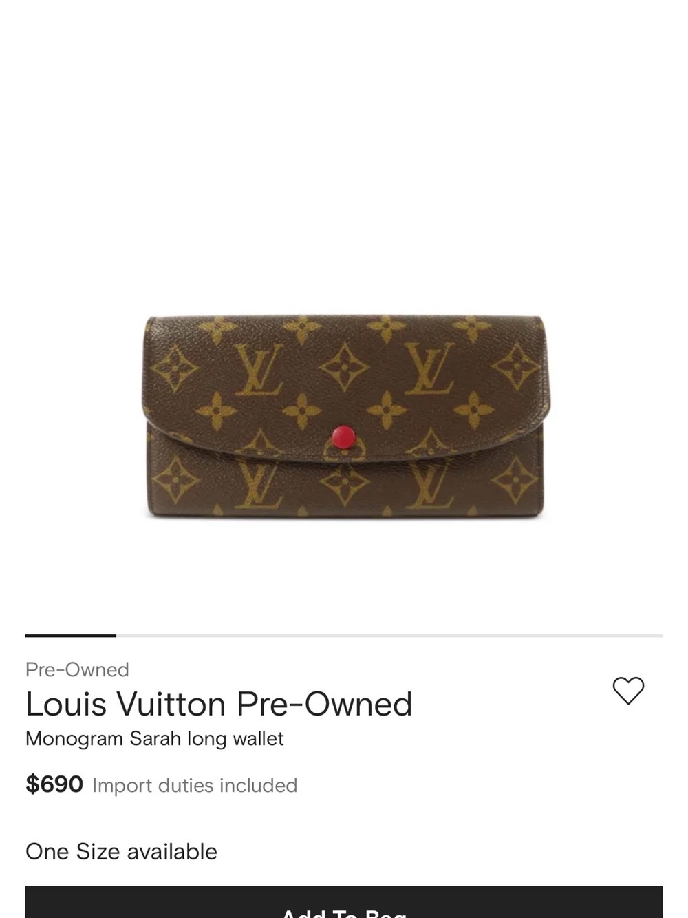 Louis Vuitton Monogram Emelie Long Wallet in Brown with Red Snap